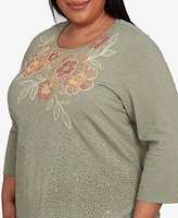 Alfred Dunner Plus Sequin Floral Top