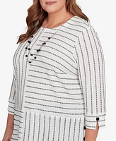 Alfred Dunner Plus Textured Stripe Top