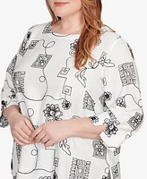 Alfred Dunner Plus Embroidered Floral Top