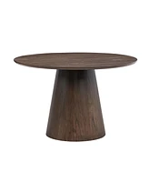 47" Round Brown Dining Table - Modern Style
