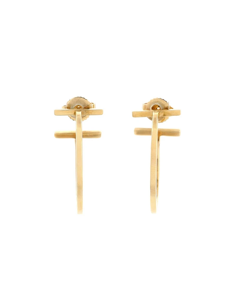 Pre-Owned Tiffany & Co. Medium T Wire Hoop Earrings 18K Gold