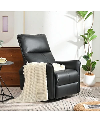 Black Manual Rocking Recliner Chair,360Swivel Nursery Rocking Chair, Glider Chair, Modern Small Rocking Swivel Recliner Chair for Bedroom, Living Room