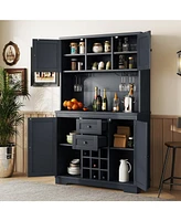Dark Blue Farmhouse Coffee/Wine Bar Cabinet