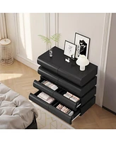 8 Drawer Dresser for Bedroom, Black Dresser No Handle, Modern 8 Chest of Drawers with Wide Storage