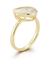 Rachel Zoe 14K Gold Plated Sterling Silver Pear Cut Solitaire Ring