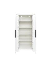 62.99in Kitchen Pantry Cabinet, White Freestanding Buffet Cupboards Sideboard with Doors & Shelves, Kitchen Pantry Storage Cabinet for Kitchen, Living