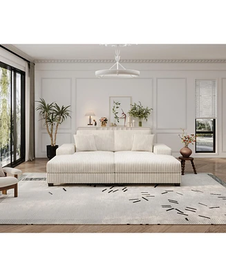 Cozy Corduroy Sofa Sleeper, Modern Oversized Living Room Convertible Lounge