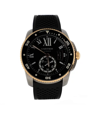 Pre-Owned Cartier Calibre de Cartier Automatic Watch in Pvd Stainless Steel with Rose Gold and Rubber 42mm