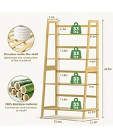 4-Tier Bamboo Ladder Shelf Multipurpose Bookcase, Plant Stand, or Storage Rack