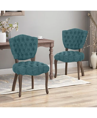 Traditional Button Tufted Dining Chair with Scrolled Legs