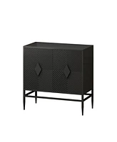 31.50" Modern 2 Door Wooden Storage Cabinet Accent Cabinet with Metal Leg Featuring Two-tier Storage, for Living Room, Entryway and Dining Room,