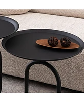 Metal End Table, Round Side Table, Small Coffee Table for Living Room