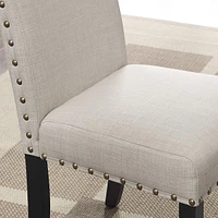 Fabric Bar Stools with Nailhead Trim, Set of 2, Tan