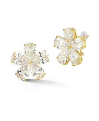 Rachel Zoe 14K Gold Plated Sterling Silver Statement Flower Omega Back Earrings