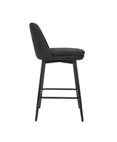 Upholstered Counter Bar Stools with Swivel and Back (Set of 2