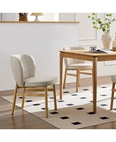 Ash Wood Upholstered Dining Chairs, Set of 2: Modern Armless Chairs for Home & Restaurant