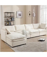 5-Seat U-Shaped Sectional Sofa with Sleeper and Chaise Lounge