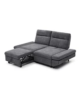 Convertible Sleeper Sofa Bed: Adjustable Futon Sofa with Chenille Upholstery (Grey)