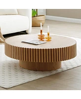 35" Modern Round Wood Coffee Table