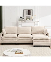 Modular Velvet U-Shaped Sofa with Ottoman & Pillows