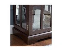 Led Display Cabinet with Adjustable Shelves, Lattice Doors