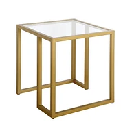 Sleek Square Glass Accent Table with Durable Metal Legs
