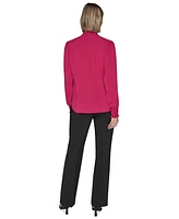Karl Lagerfeld Paris Women's Mock-Neck Smocked-Cuff Feminine Blouse