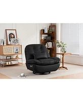 Power Recliner Swivel Glider Usb Charger With Bluetooth Music Player Different Function Sleep Working Game and Leisure Model Black Pu