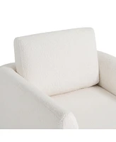 360 Modern Swivel Accent Chair, Cozy Teddy Sherpa Round Armchair, Comfy Barrel Chair