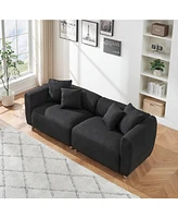 89 inch Sofa for Living Room, Fashion Sofa with Metal Legs, 3 Seater Sofa, Solid Wood Frame Couch with 4Pillows, for Apartment Office Living Room