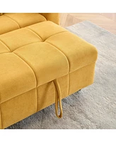 Yellow 3-Seater Flannel Sofa Bed