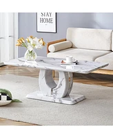 Modern Grey Marble Sticker Coffee Table for a Tranquil Home