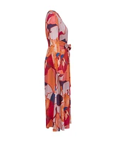 Celtic & Co. Women's Tie Front V-Neck Long Sleeve Midi Dress