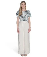 Calvin Klein Women's Linen Blend Wide-Leg Pants
