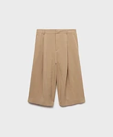 Mango Women's Lyocell Pleated Bermuda Shorts