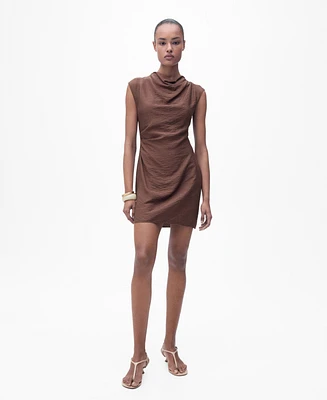 Mango Women's Draped Textured Dress
