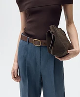 Mango Women's Pleated Detail Straight-Fit Linen Pants