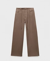 Mango Women's Wide Leg Linen Pants