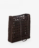 Mango Women's Natural Fiber Openwork Shopper Bag