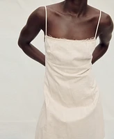 Mango Women's Frayed Neckline Cotton Dress