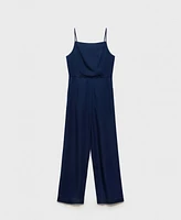 Mango Women's Long Denim-Effect Jumpsuit