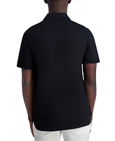 Karl Lagerfeld Paris Men's Short Sleeve Collared Knit Button Front T-Shirt