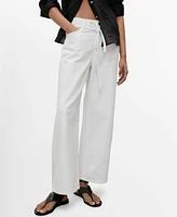 Mango Women's Belted Balloon Jeans