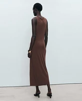 Mango Women's Metallic Detail Draped Dress
