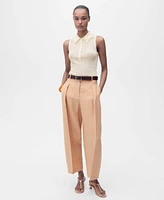 Mango Women's Pleated Straight-Fit Lyocell Pants