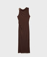 Mango Women's Metallic Detail Draped Dress