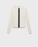 Mango Women's Contrasting Closure Cotton Cardigan