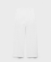 Mango Women's Straight-Fit Embroidered Cotton Pants