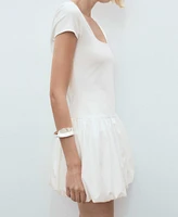 Mango Women's Puffed Hem Combined Dress