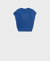 Mango Women's Short-Sleeved Crochet Sweater